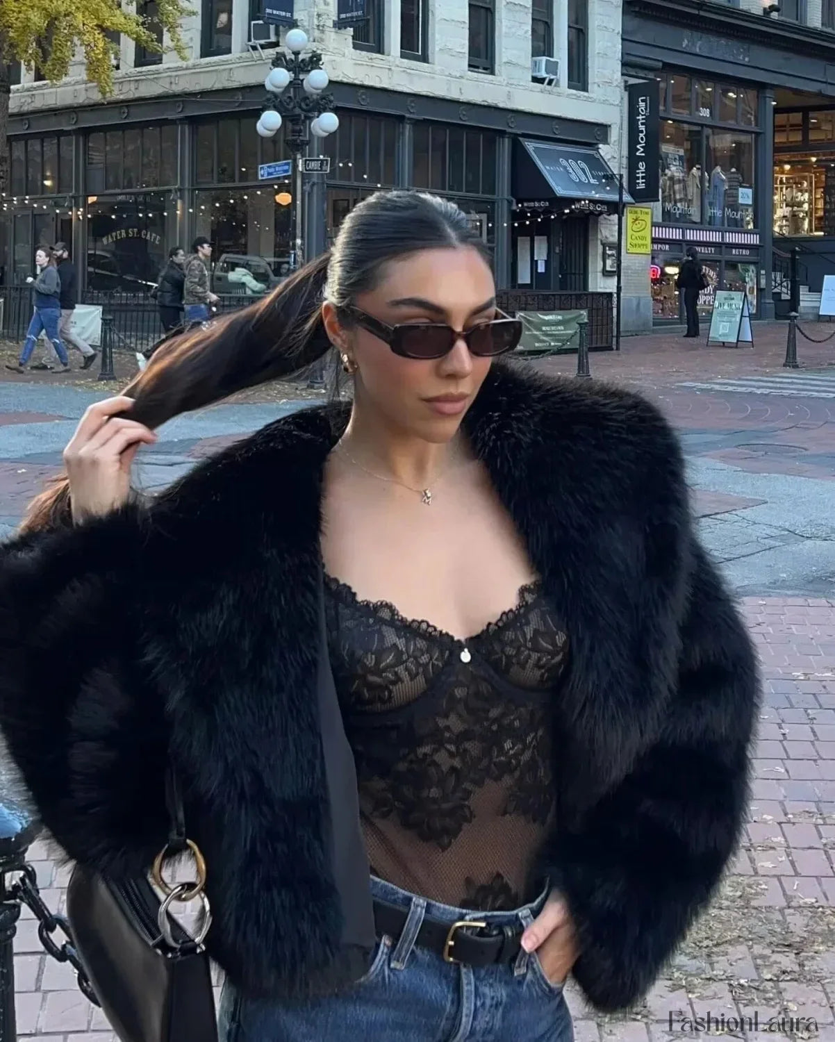 Solid Faux Graceful Fur Collar Jacket