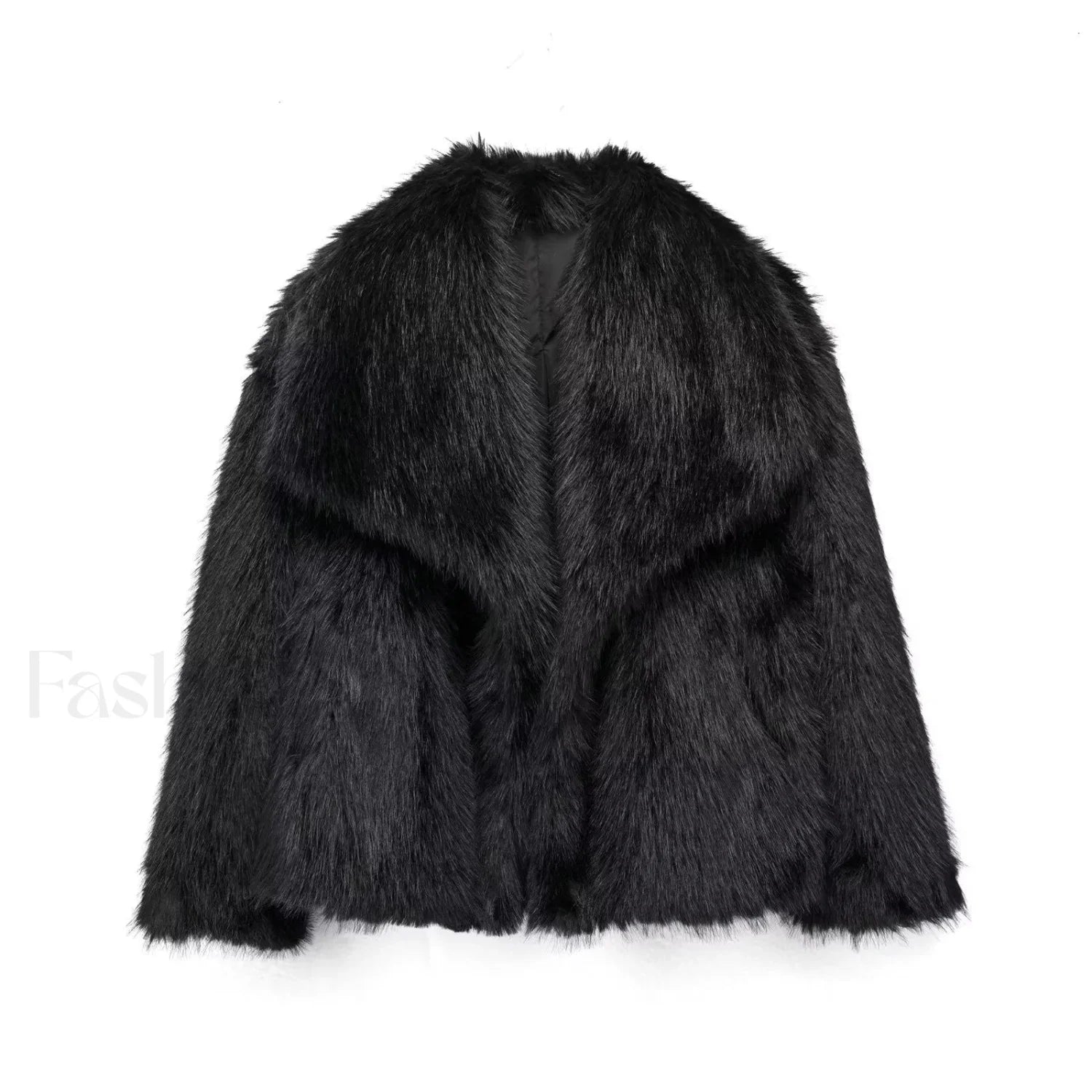 Solid Faux Graceful Fur Collar Jacket