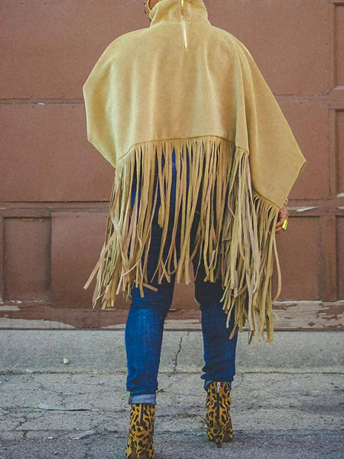 Solid Fringed Suede Top