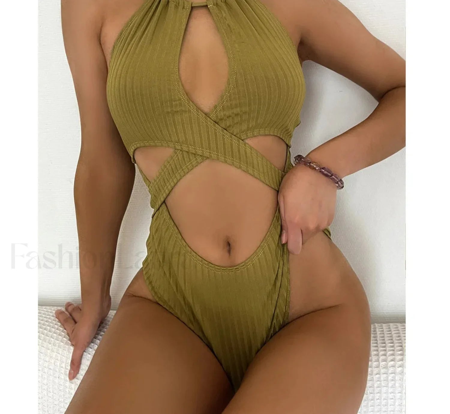 Solid Halter Cross Hollow One Piece