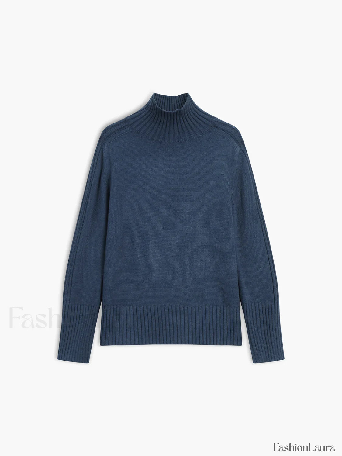 Solid High Neck Knit Sweater