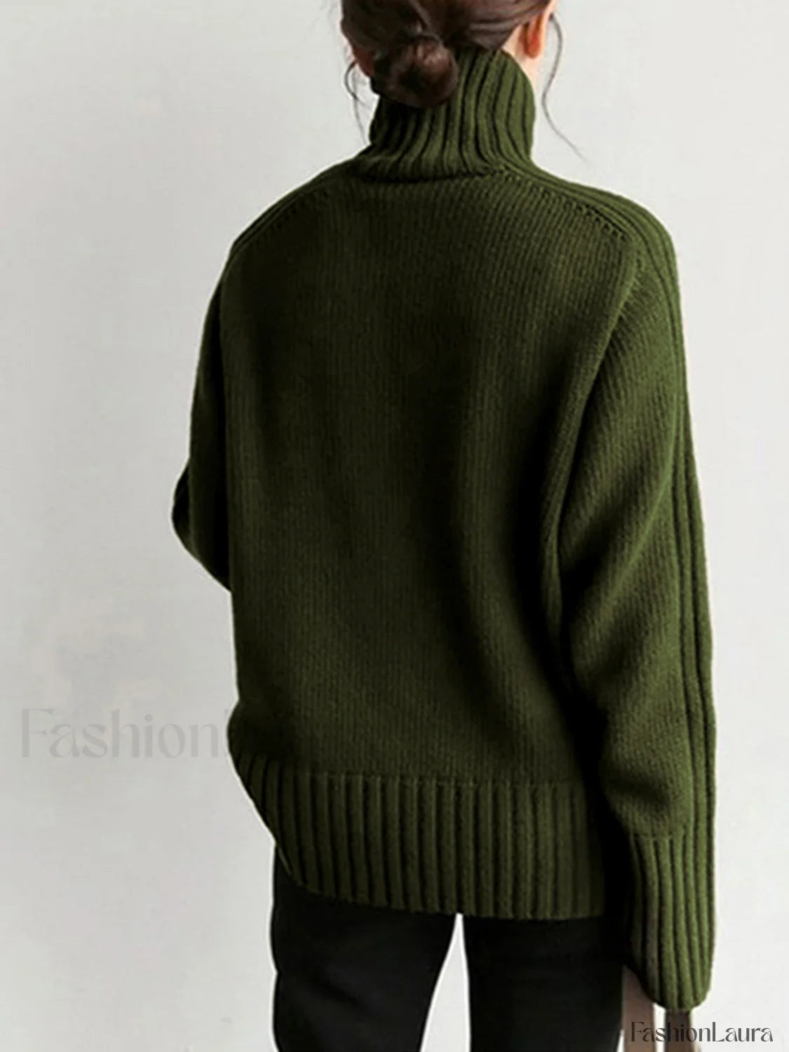 Solid High Neck Knit Sweater