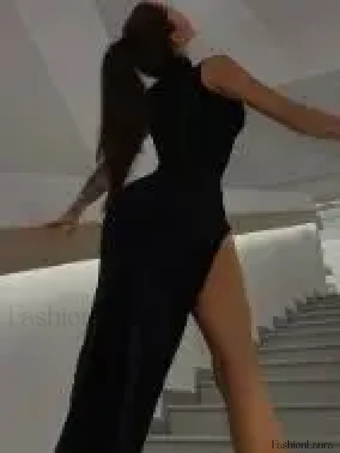 Solid High-Neck Midi Dress