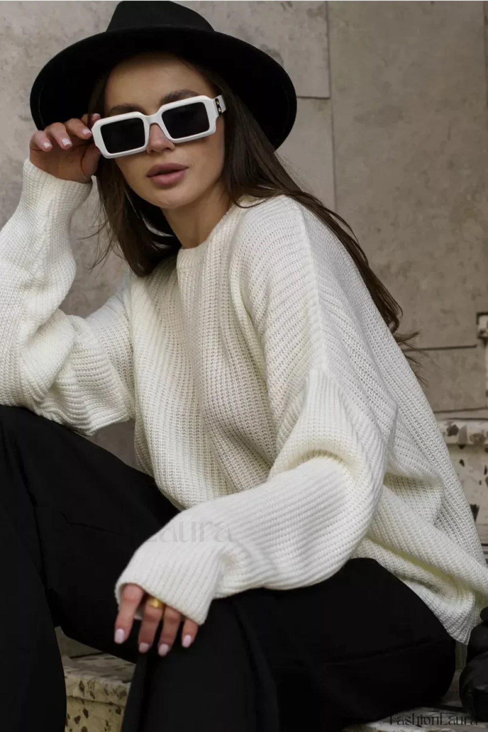 Solid Knit Crewneck Pullover Sweater