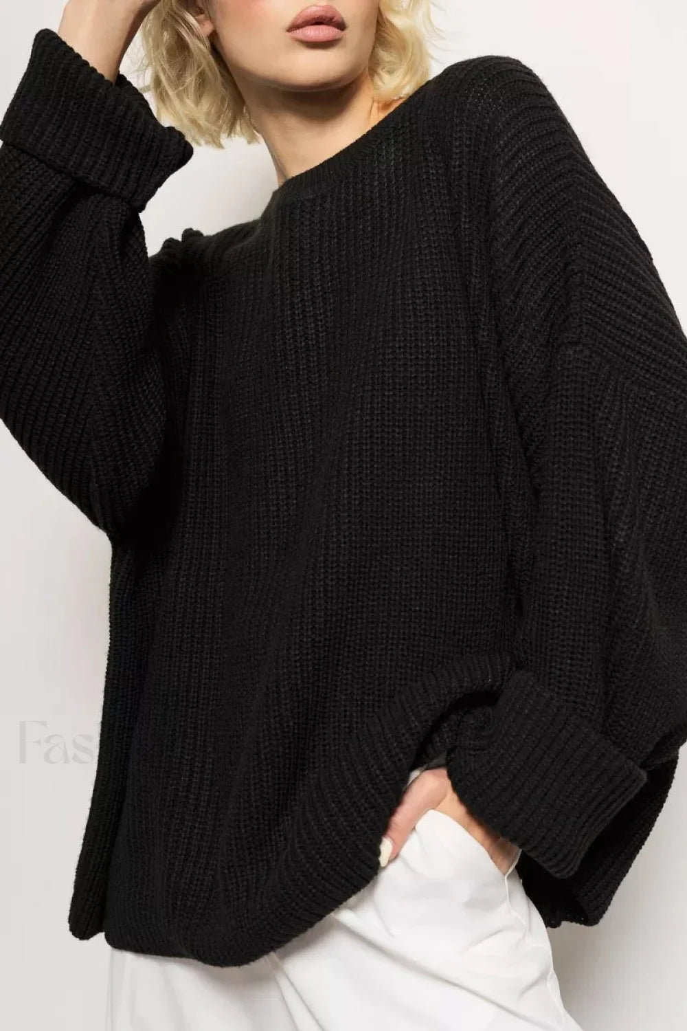 Solid Knit Crewneck Pullover Sweater