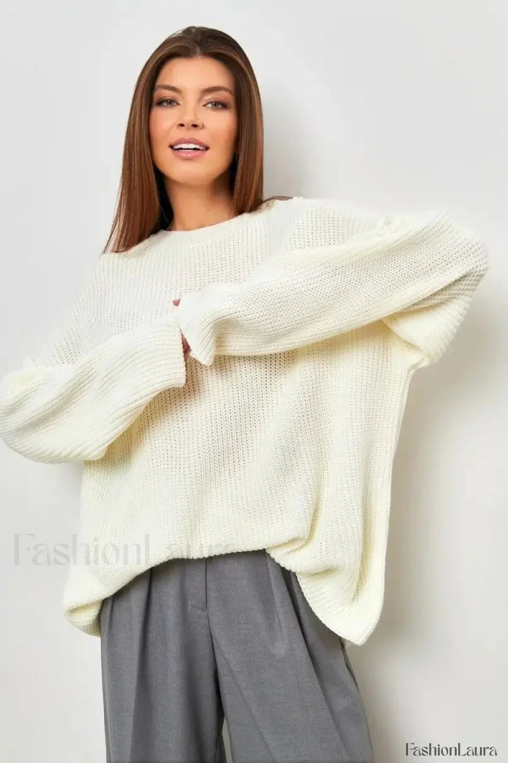 Solid Knit Crewneck Pullover Sweater