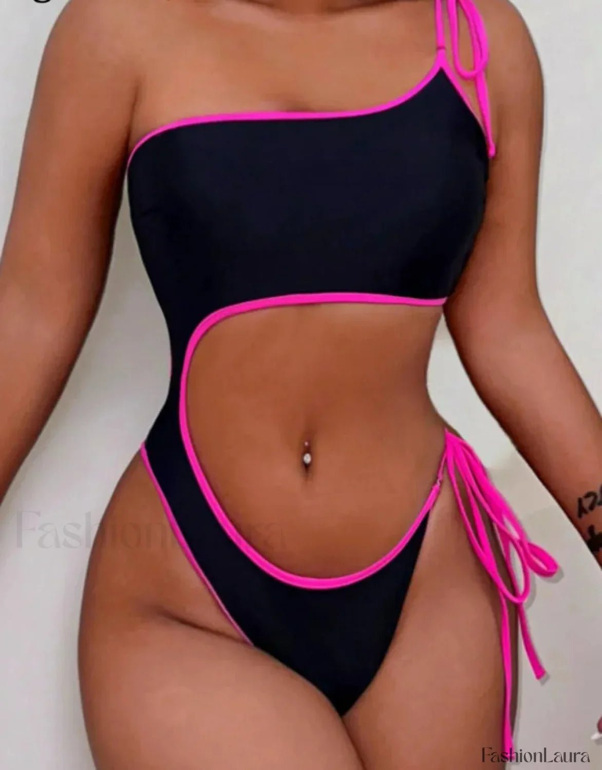 Solid One Shoulder Hollow Backless One Piece