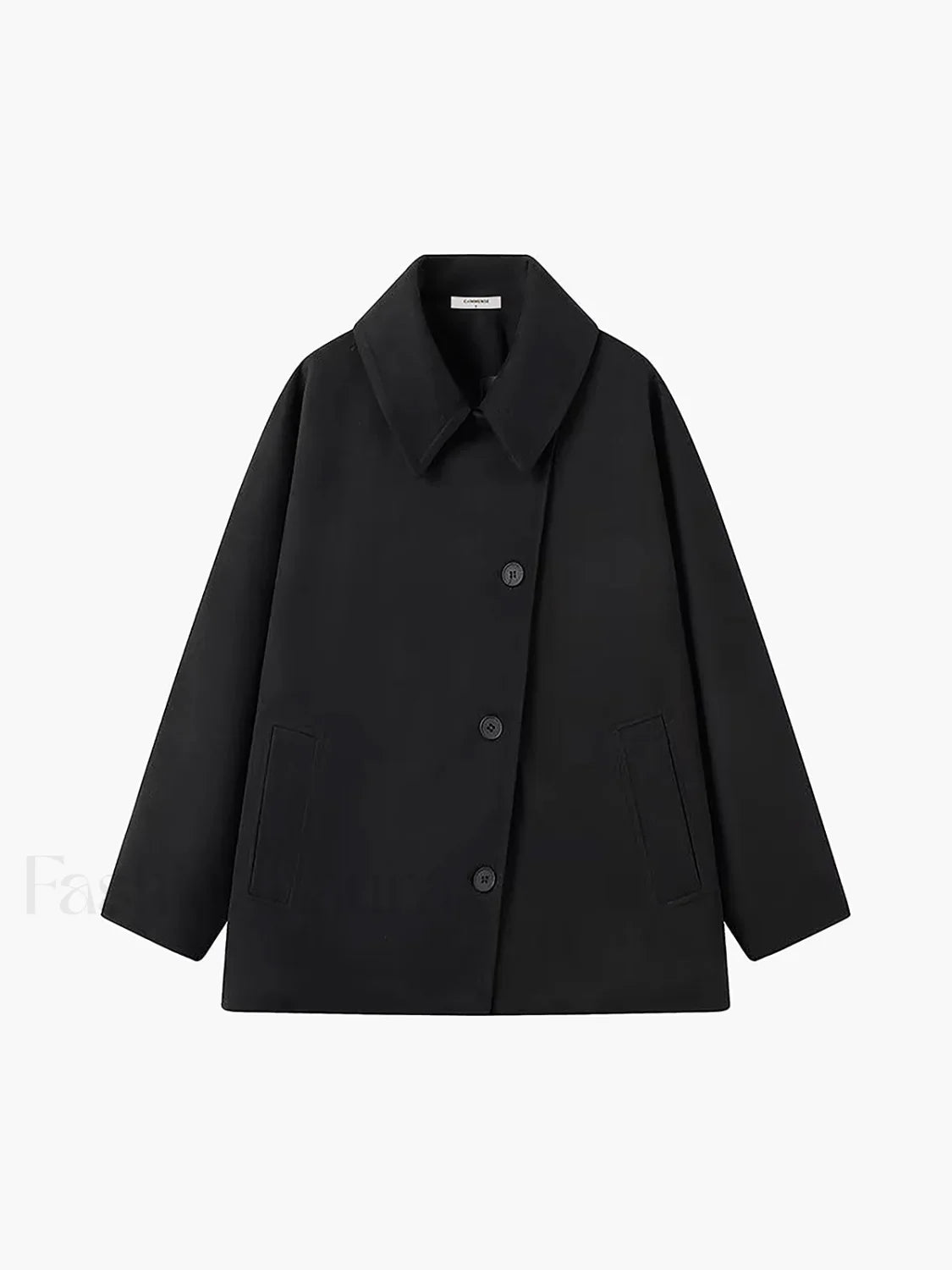 Solid Oversized Graceful Pocket Button Coat Black / XS Wool Coats