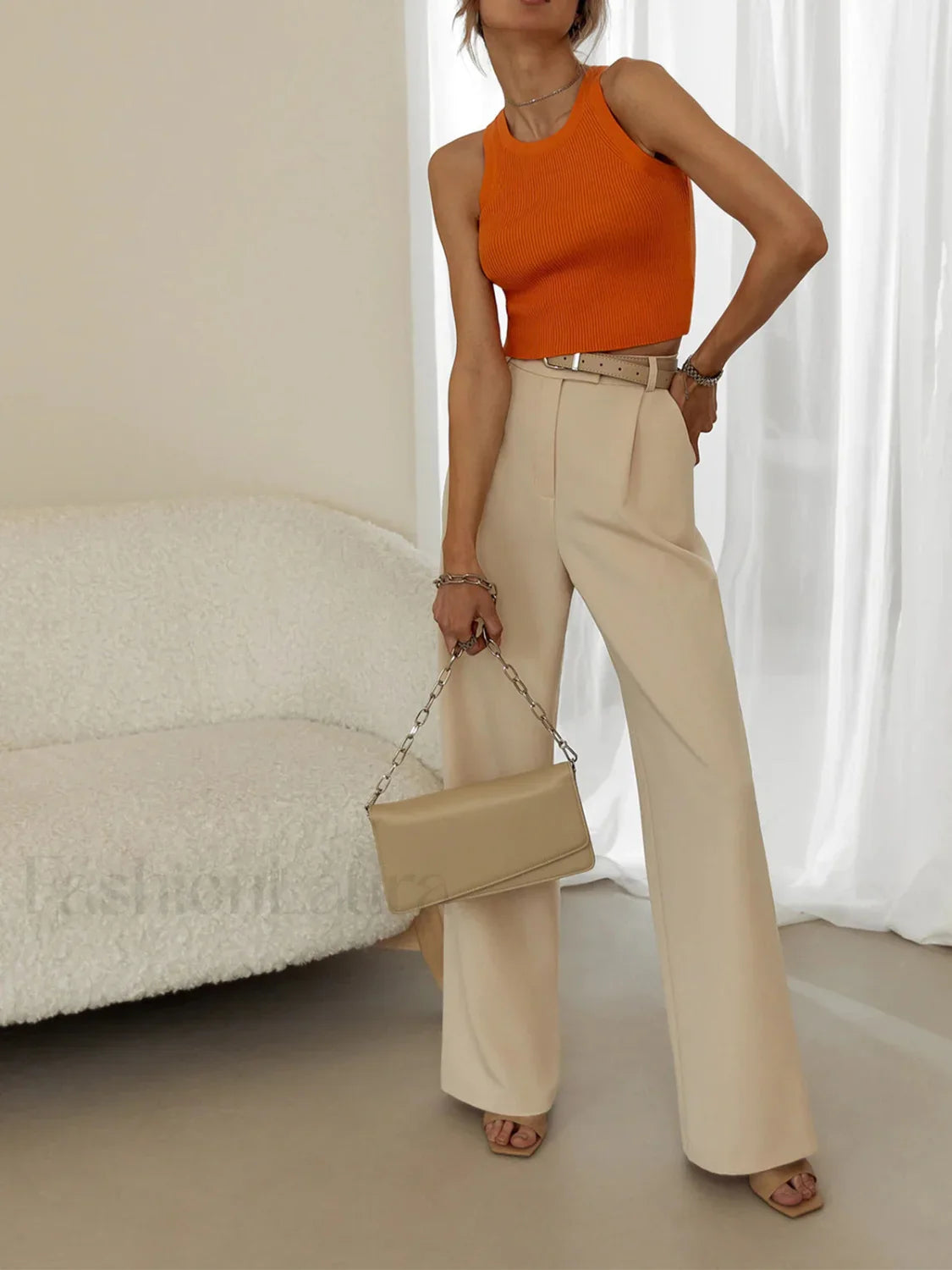 Solid Ribbed Graceful Sweater Vest