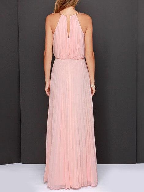 Solid Sleeveless Off shoulder Dress