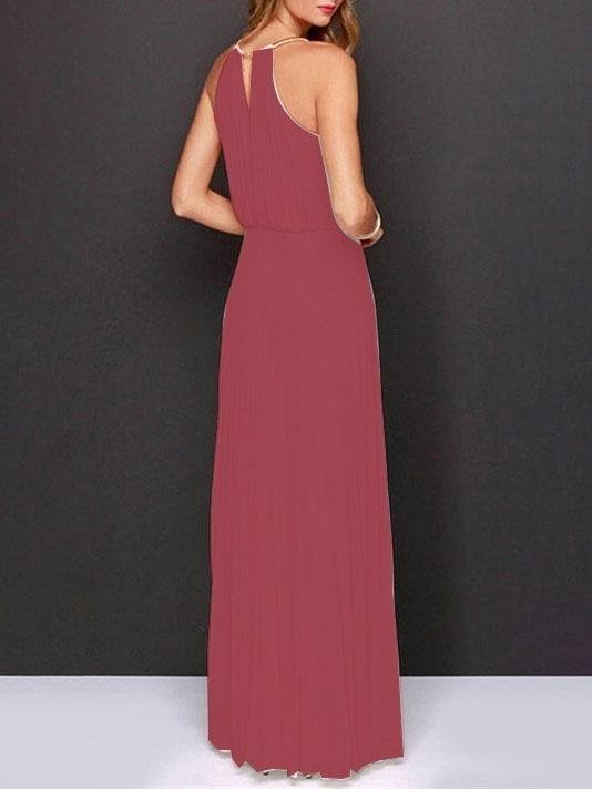 Solid Sleeveless Off shoulder Dress
