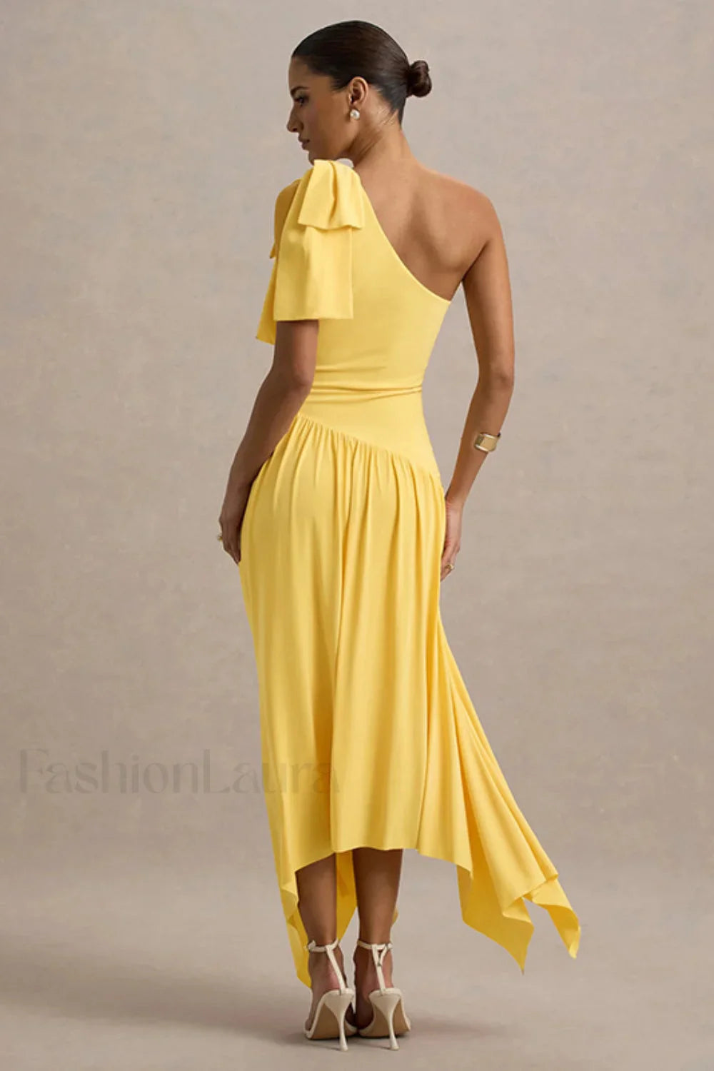 Solid Sleeveless One-Shoulder Maxi Dress