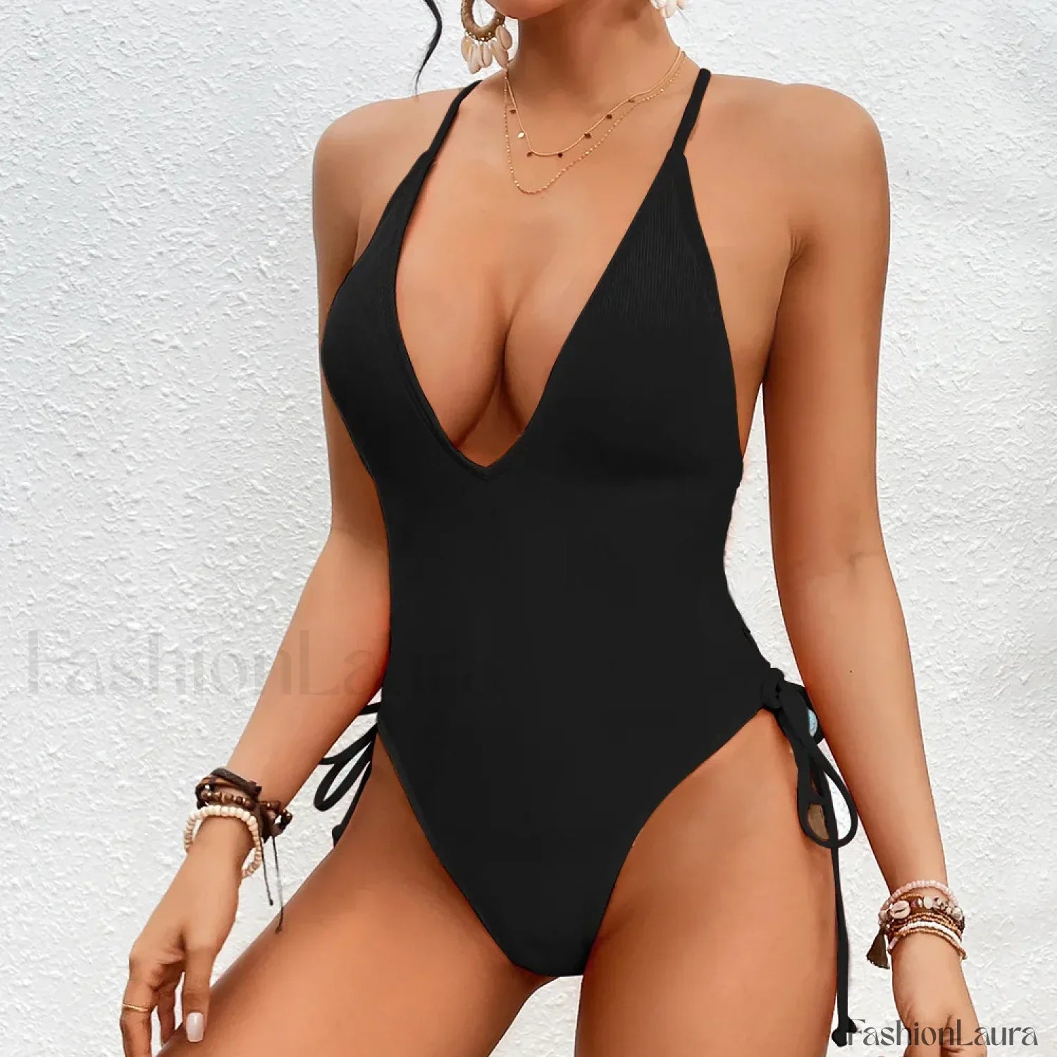 Solid Strapped Cross Push One Piece