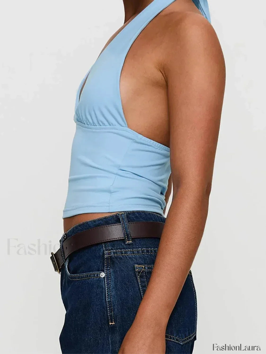 Solid Vintage Halter Crop Top