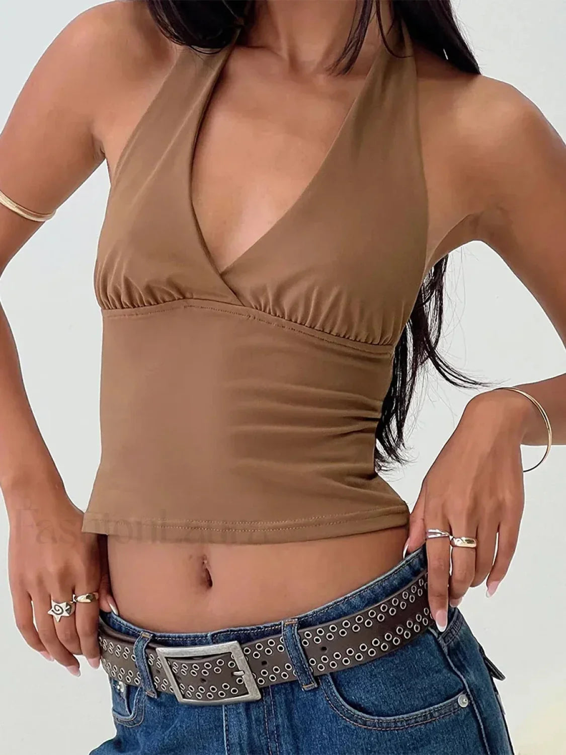 Solid Vintage Halter Crop Top