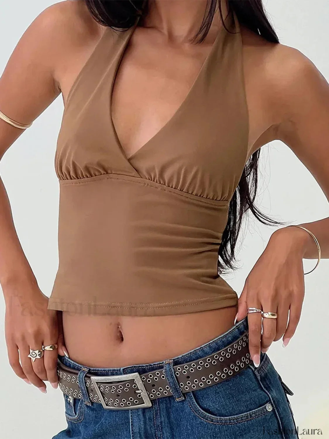 Solid Vintage Halter Crop Top