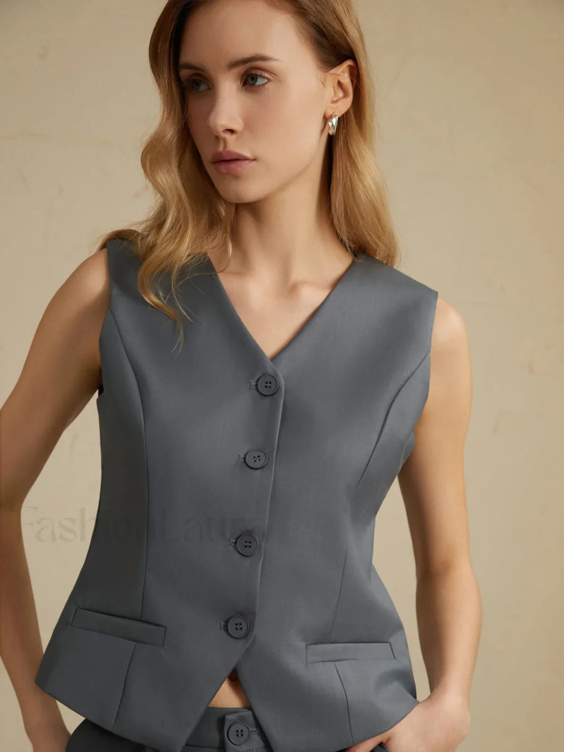 Solid Waistcoat Graceful With Shorts Set