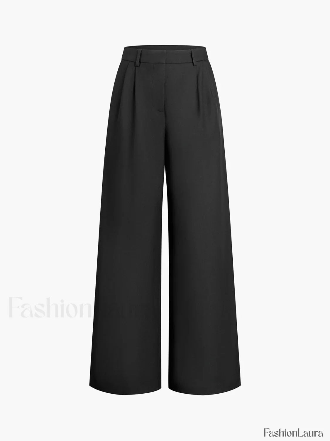 Solid Wide Leg Pants Without Belt