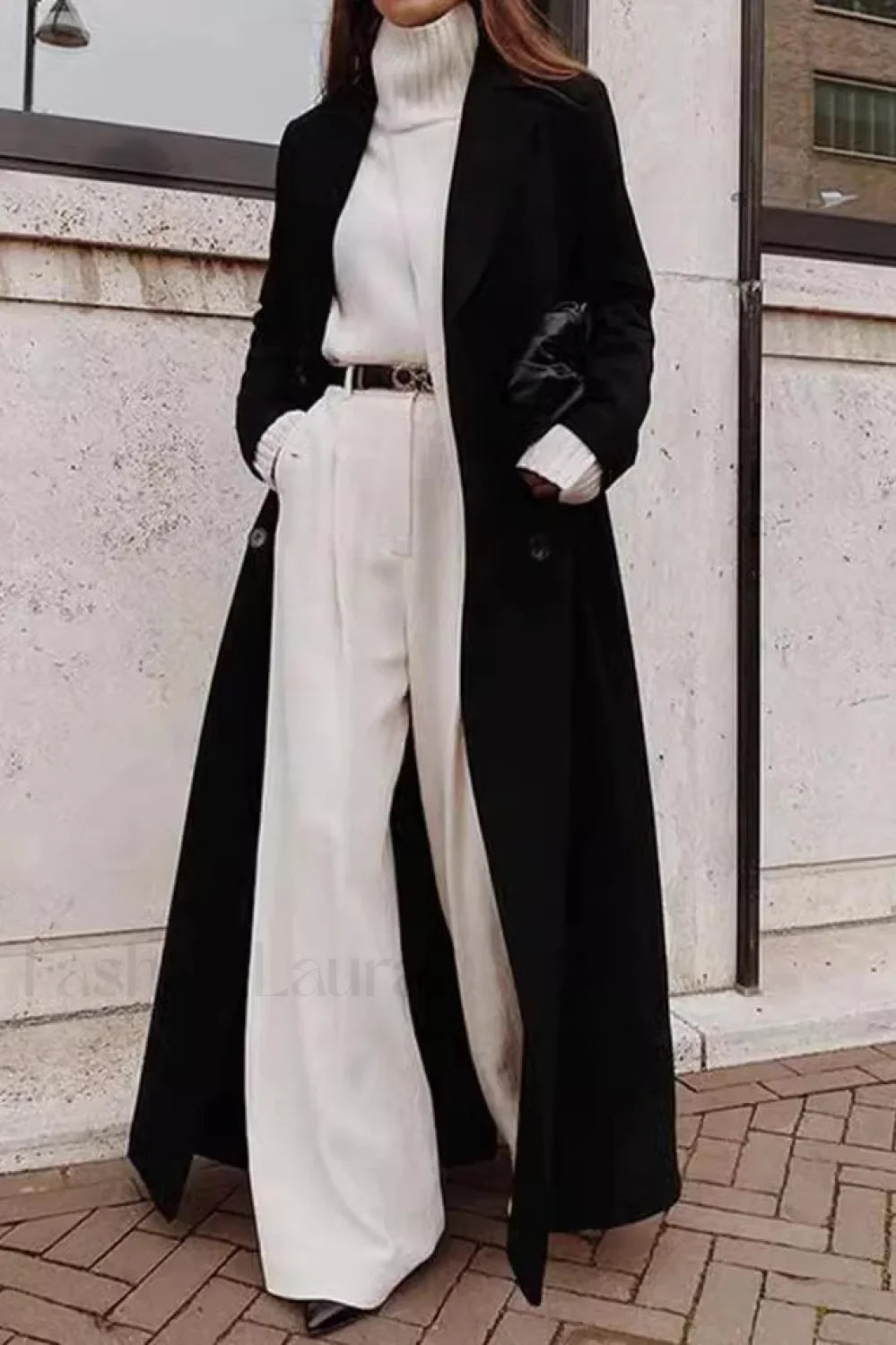 Solid Wool Blend Longline Coat Black / M coats