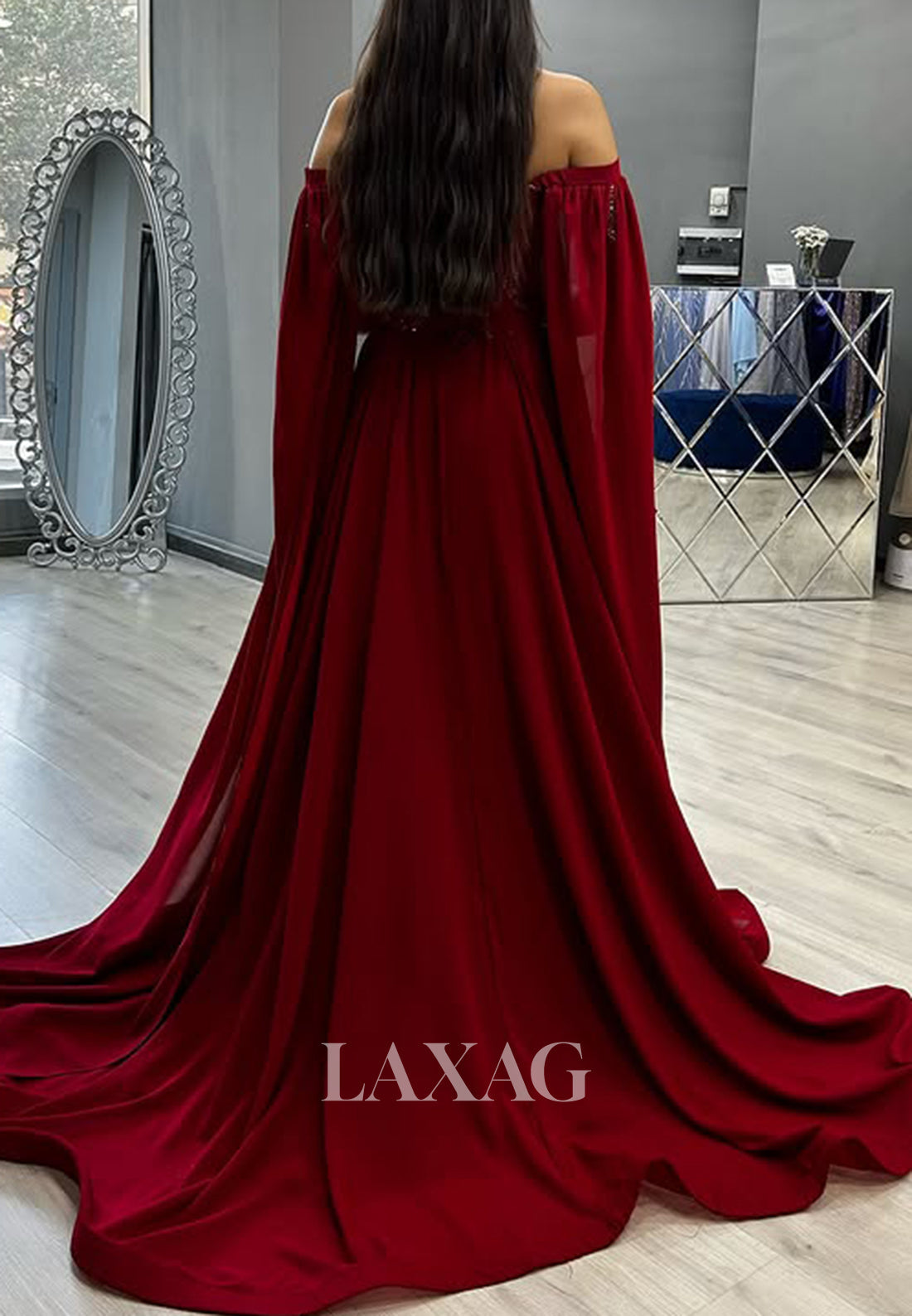 Tube Top Off-Shoulder Sleeveless Formal Gowns Beaded Pleated Sweep Train A-Line Prom Dress