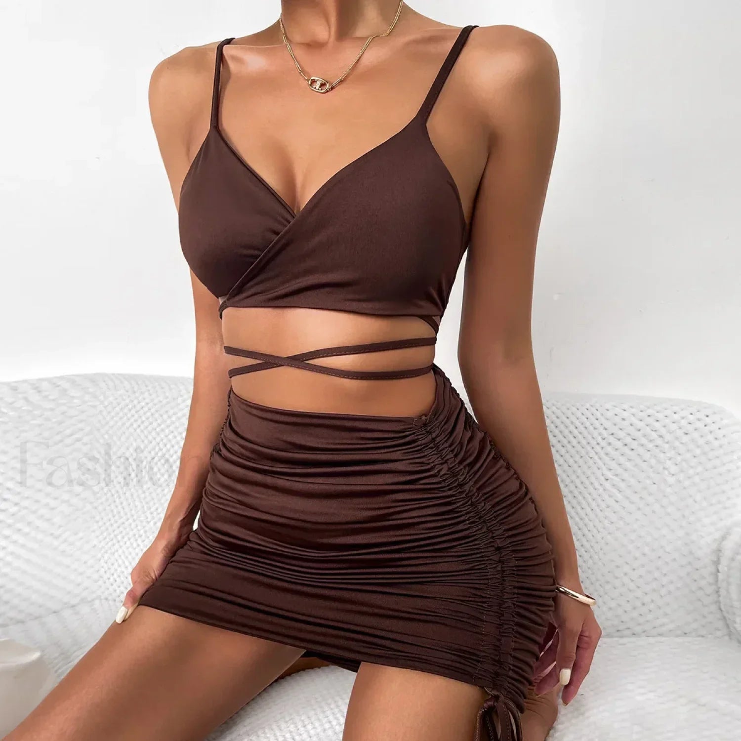 Spaghetti Cross Backless Mini Dress