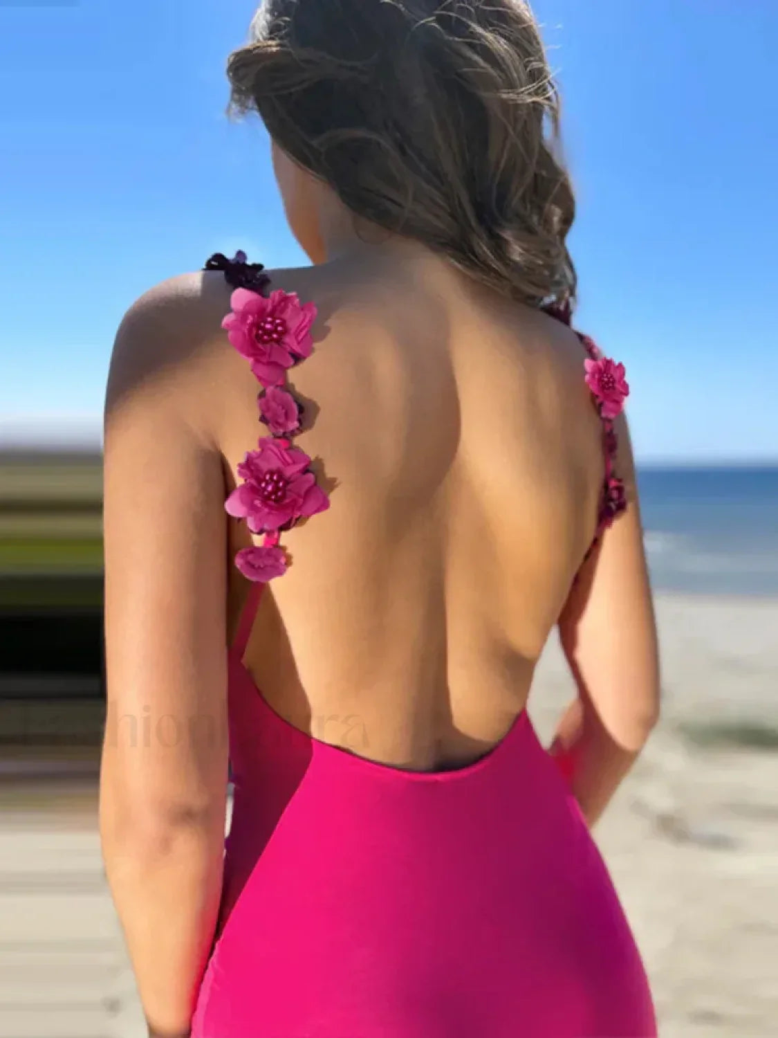 Spaghetti Rose Backless Maxi Dress