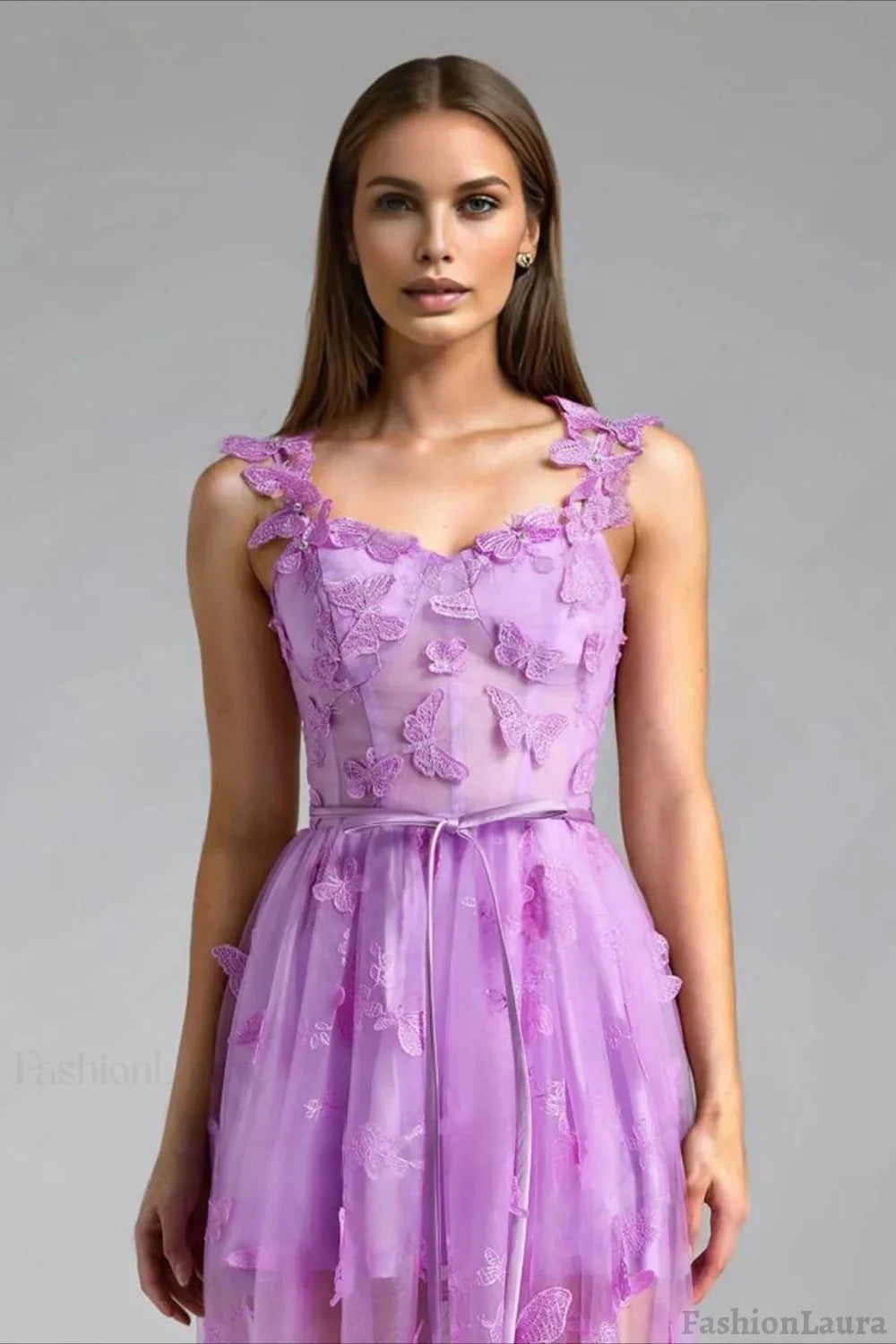Spaghetti Strap Butterfly Party Dress