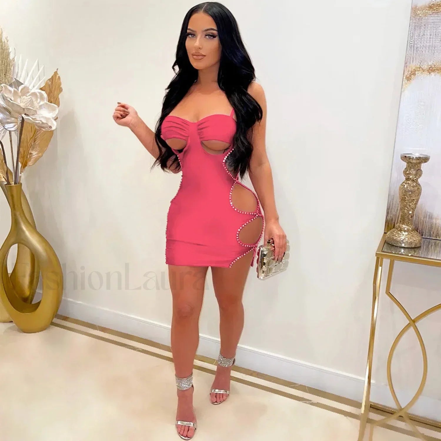 Spaghetti Strap Cut-Out Mini Dress