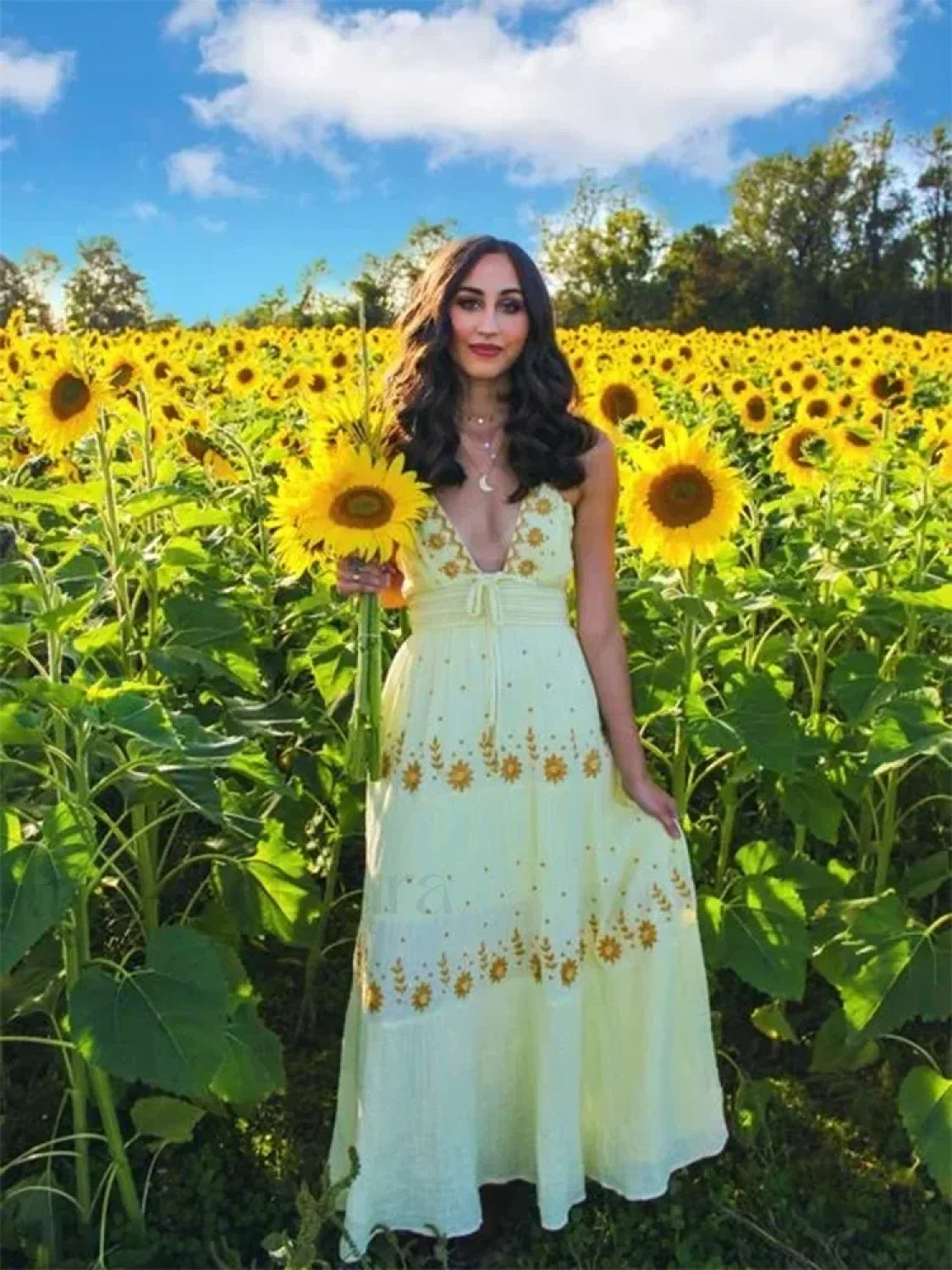 Spaghetti Strap Lace-Up Boho Dress