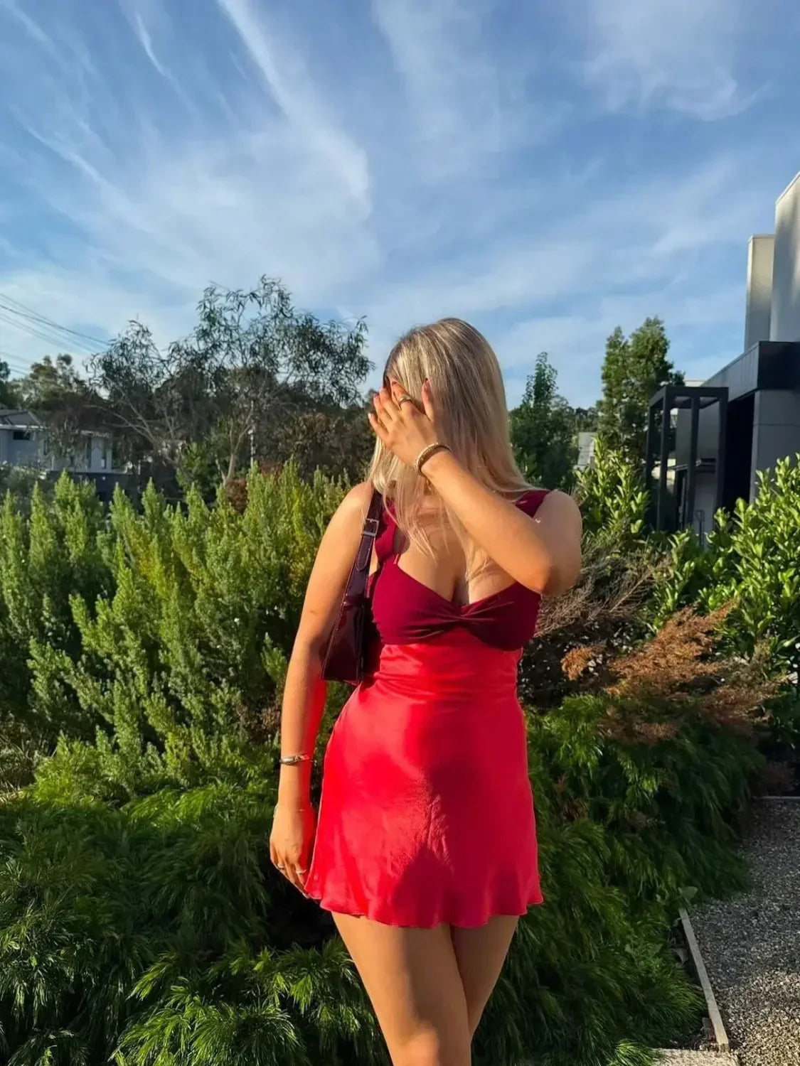 Spaghetti Strap Satin Mini Dress - View 6