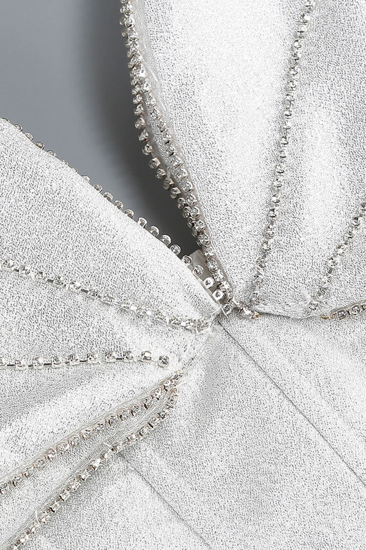 Sparkly Crystal Butterfly Corset Fit & Flare Lurex Slip Party Mini Dress