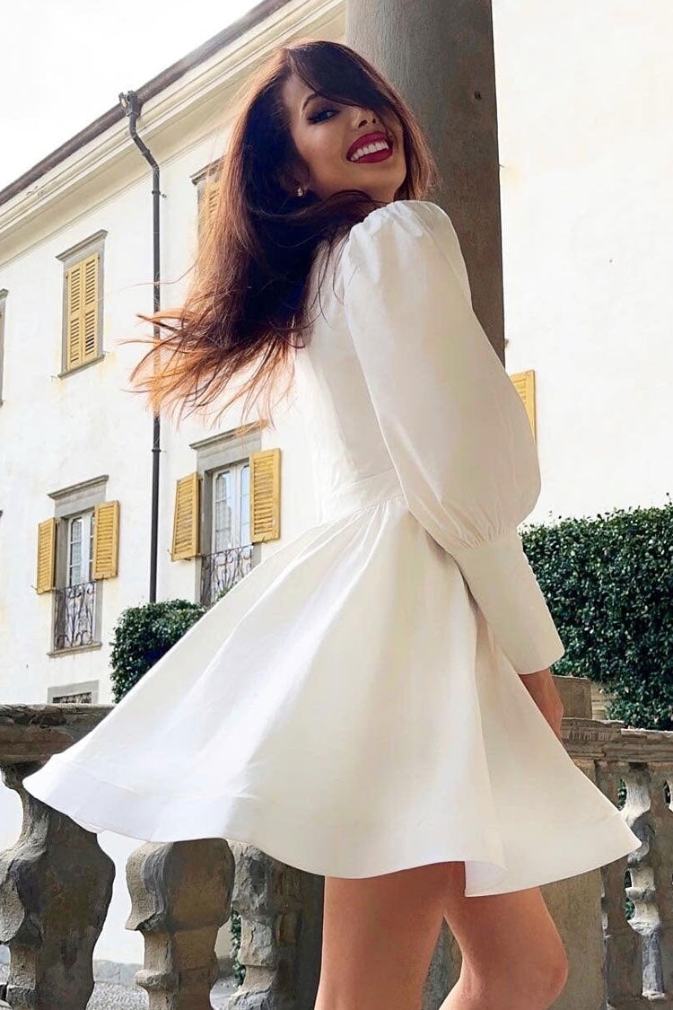 Rhinestone Fringe High Neck Fit and Flare Long Sleeve Mini Party Dress