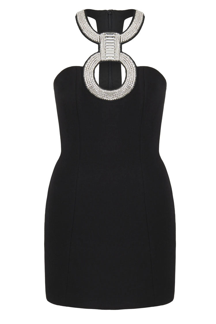V-Neck Sleeveless Cut Out Bodycon Mini Cocktail Dress