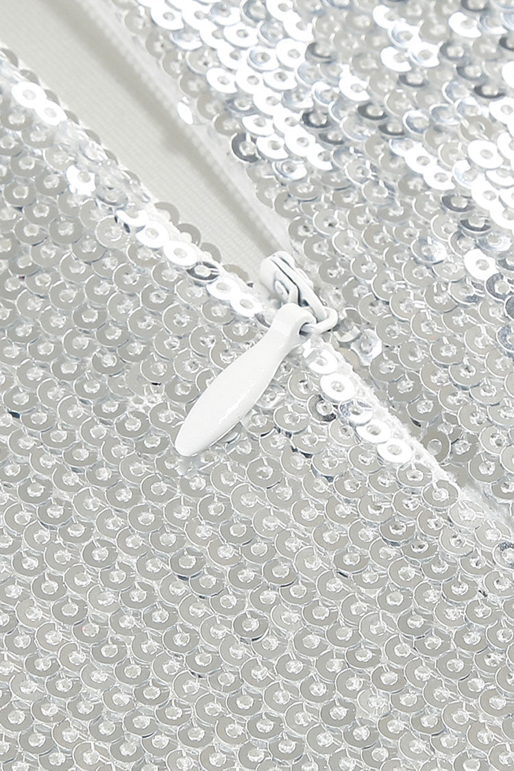 Sparkly Rosette Spaghetti Strap Sleeveless Bodycon Sequin Party Mini Dress