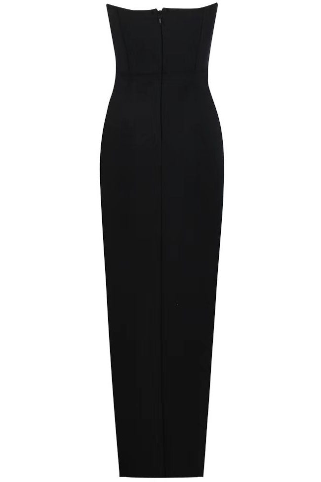 Rosette Sweetheart Strapless High Split Maxi Formal Dress - View 4