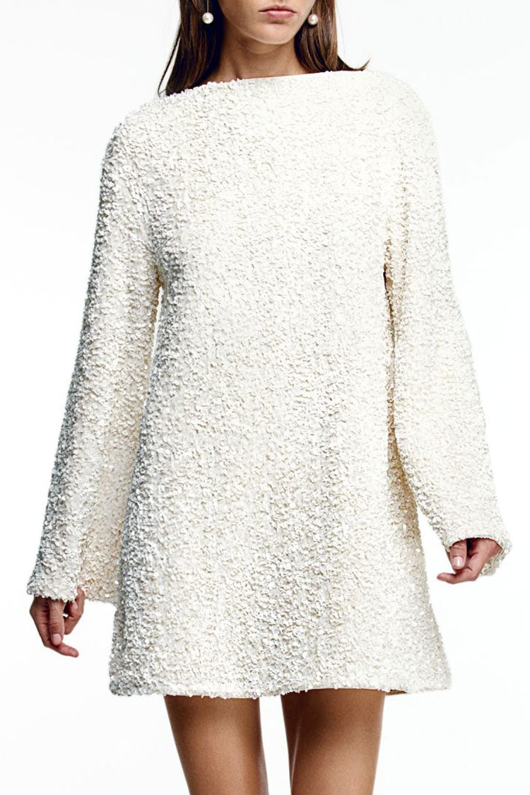Sequin Long Sleeve Bow Back Mini Party Dress