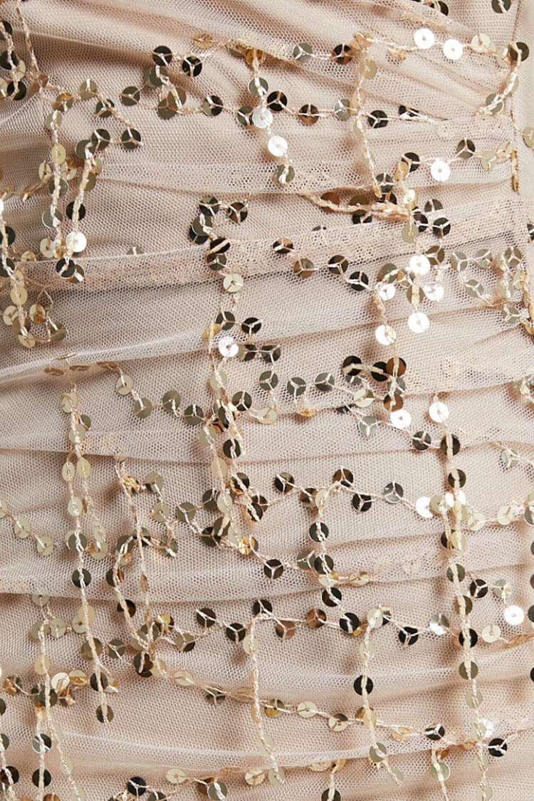 Sequin Deep V-Neck Backless High Split Maxi Dress
