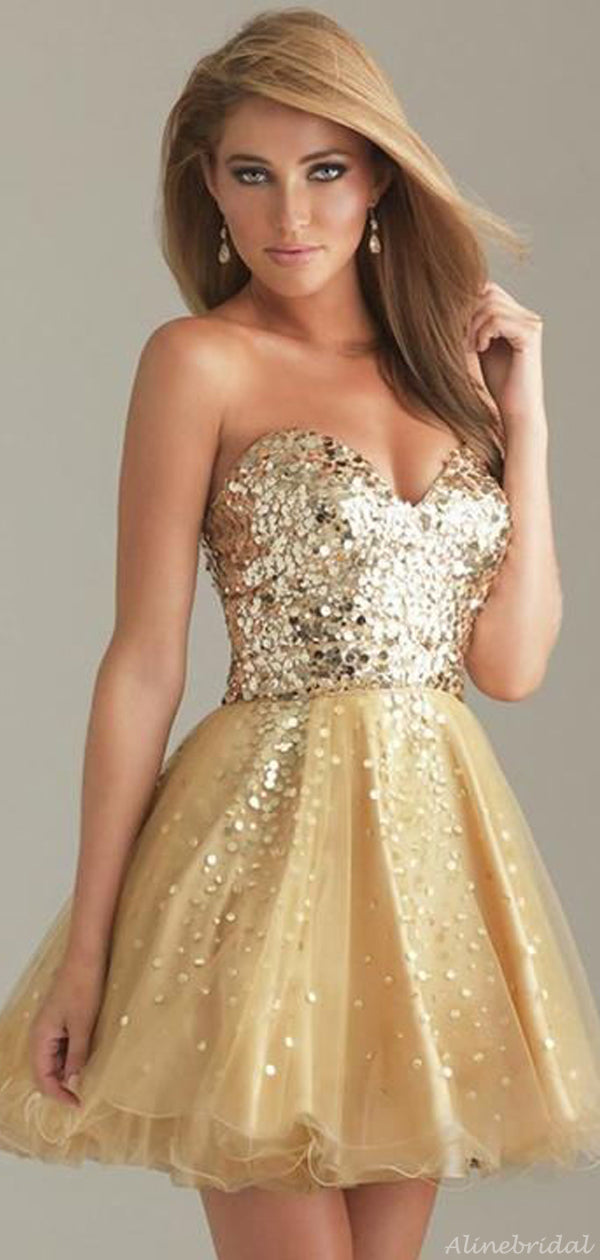 Sequin Sweetheart Strapless Tulle A-Line Homecoming Mini Dress 2
