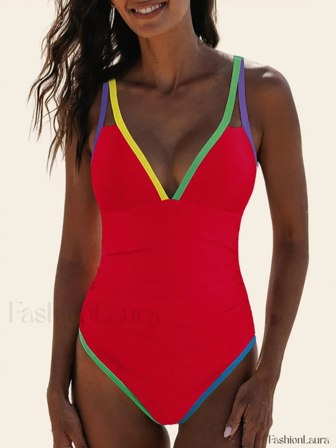 Spliced Contrast Backless One Piece