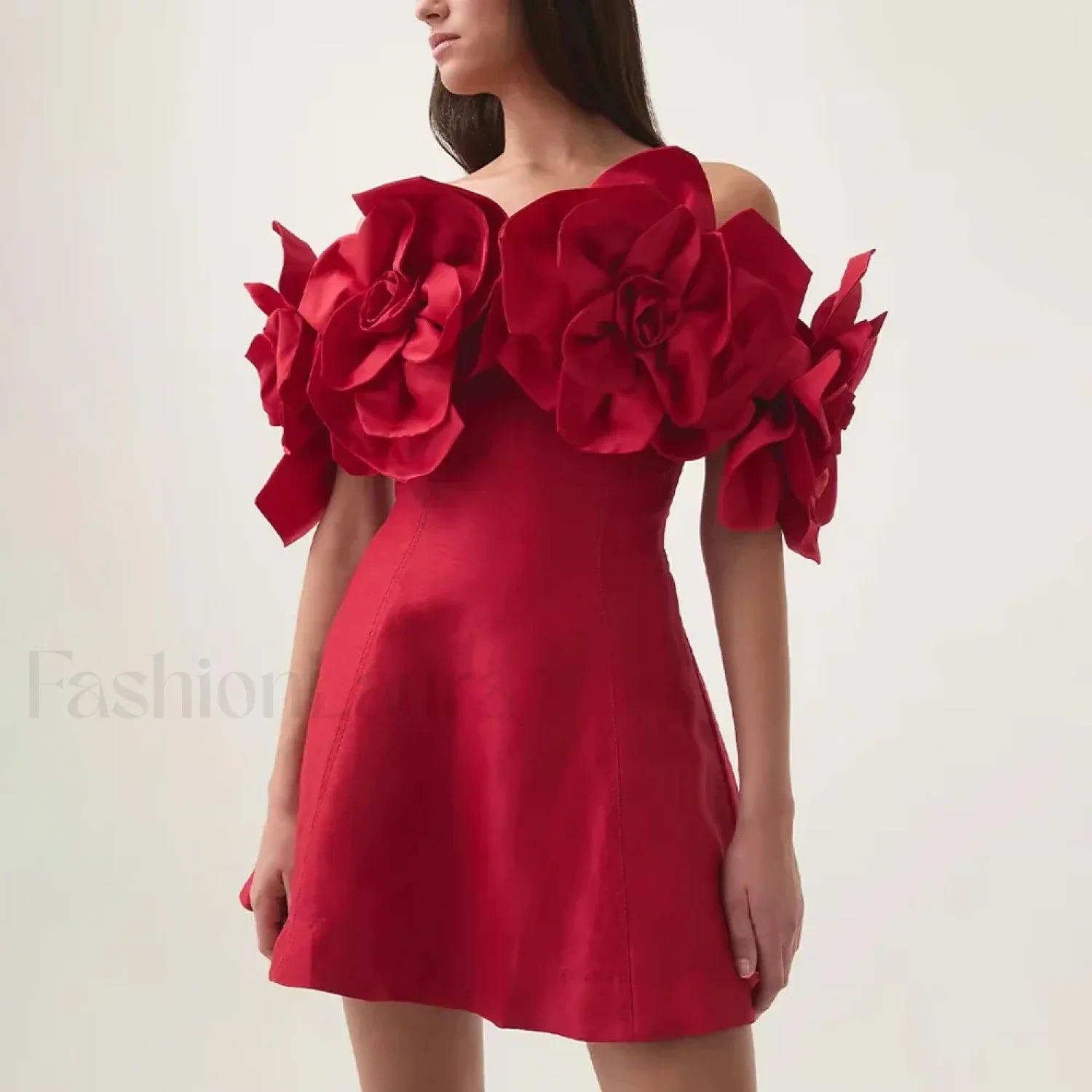 Spliced Flower Halter Mini Dress