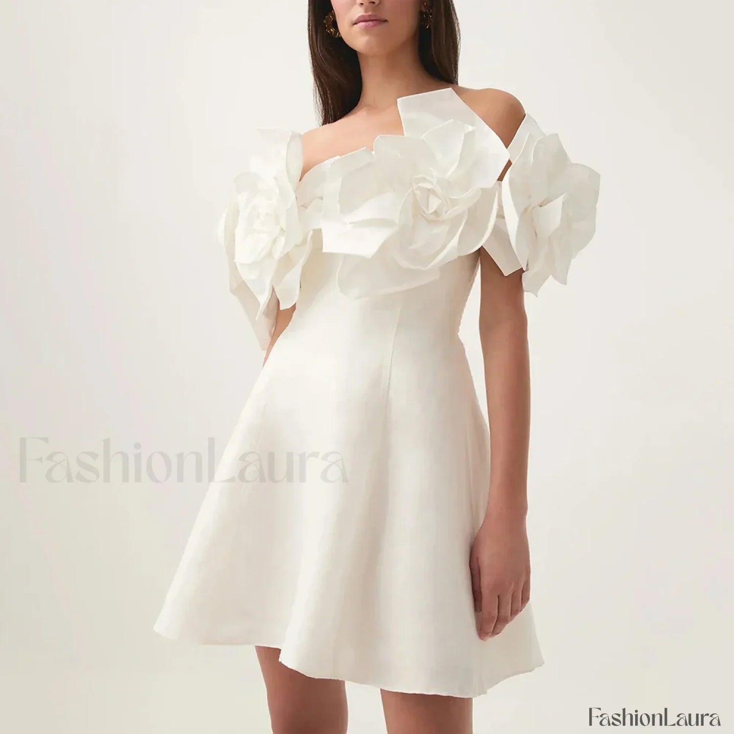 Spliced Flower Halter Mini Dress