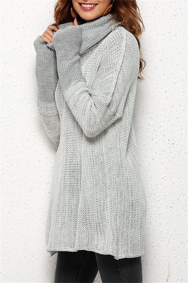 Spliced Turtleneck Loose Pullover Sweater