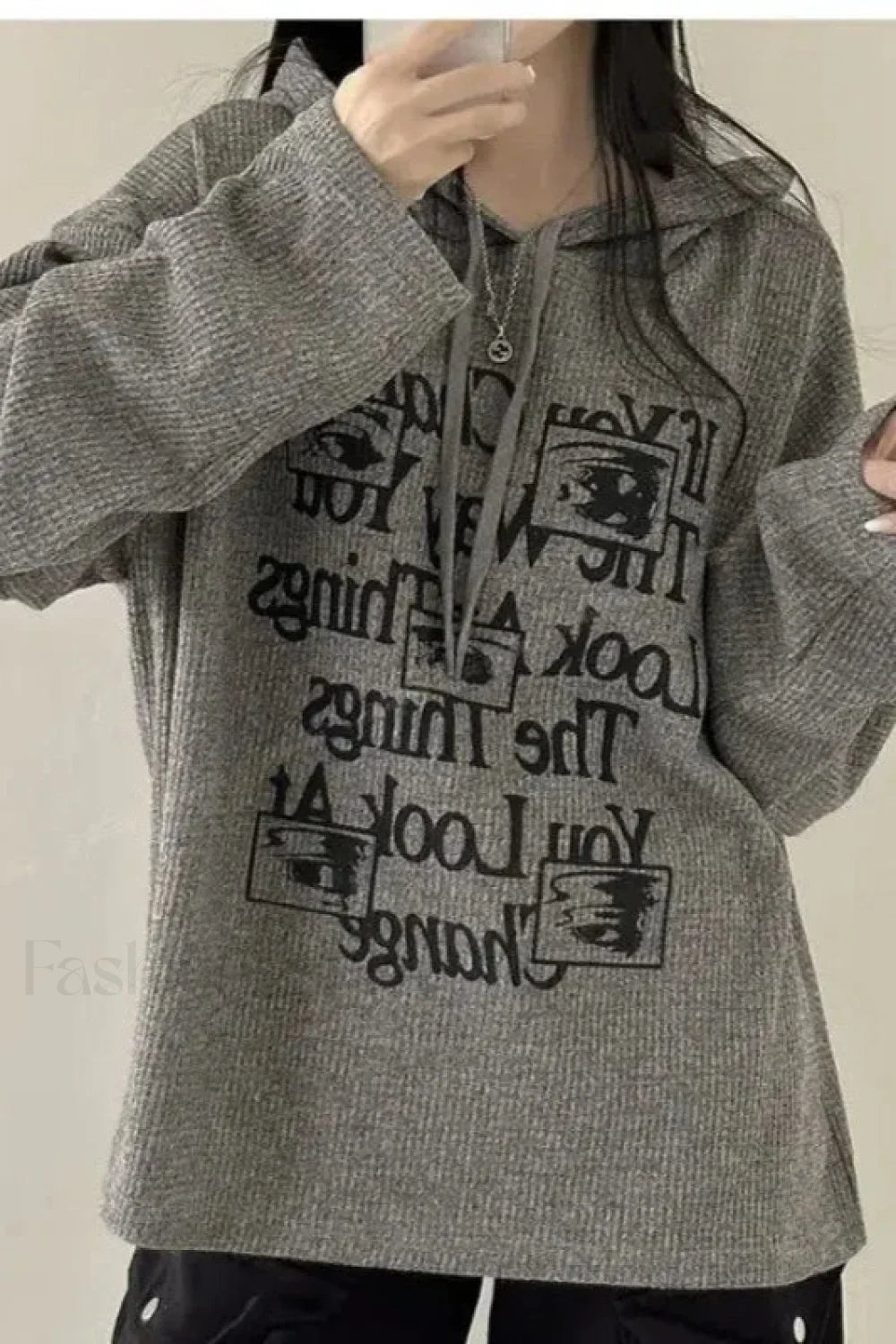 Splicing Printed Letter Hooded Hoodie