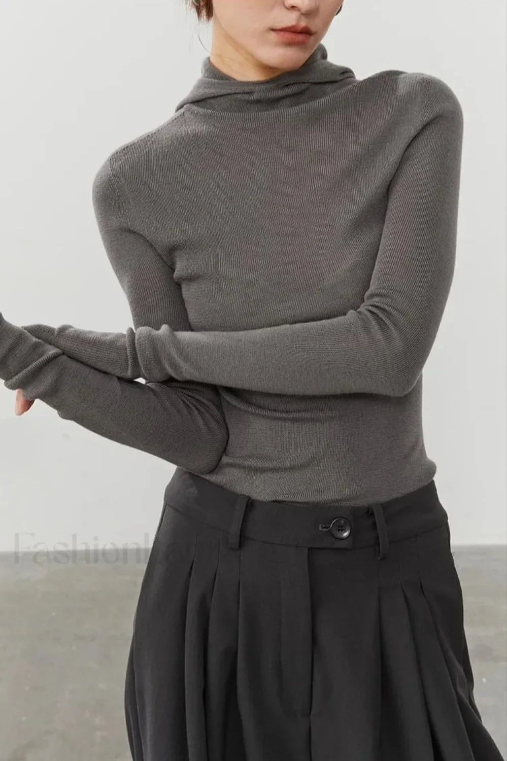 Sport Style Slim Knit Hooded Hoodie