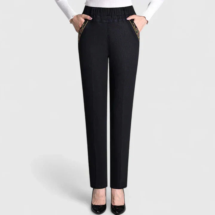 High Waist Elastic Straight Leg Jeans 3