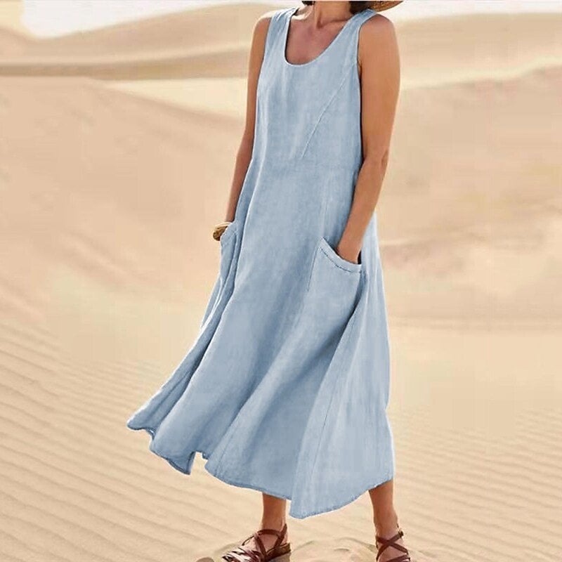 Gundisalva Timeless Sleeveless Dress with Pockets Chic Silhouette Collection