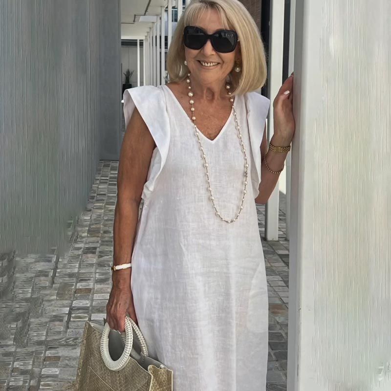 Ruffle Sleeve V-Neck Pocket Midi Dress 3