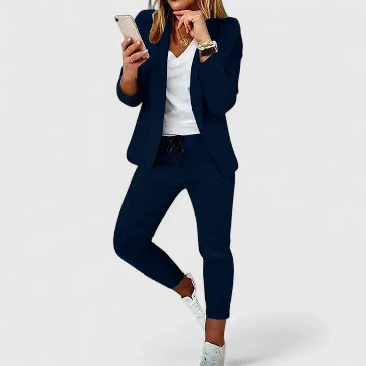 Long Sleeve Blazer and Slim Pants Two Piece Set