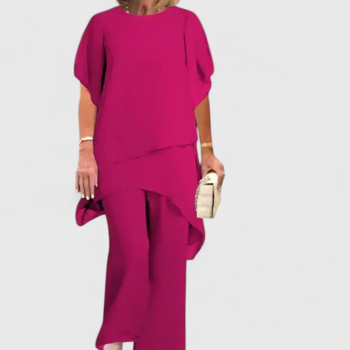 Short Sleeve Top and Wide Leg Pants Two Piece Set