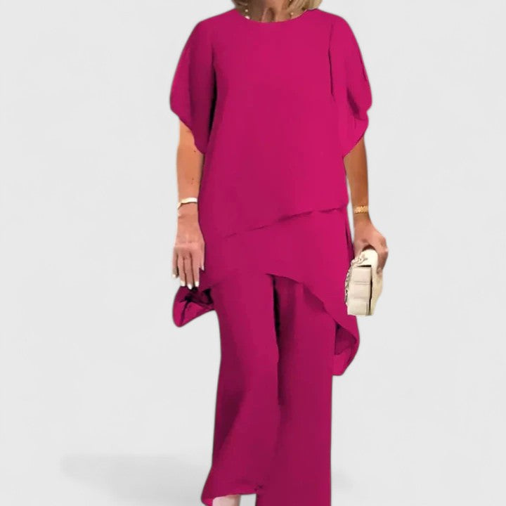 Short Sleeve Top and Wide Leg Pants Two Piece Set